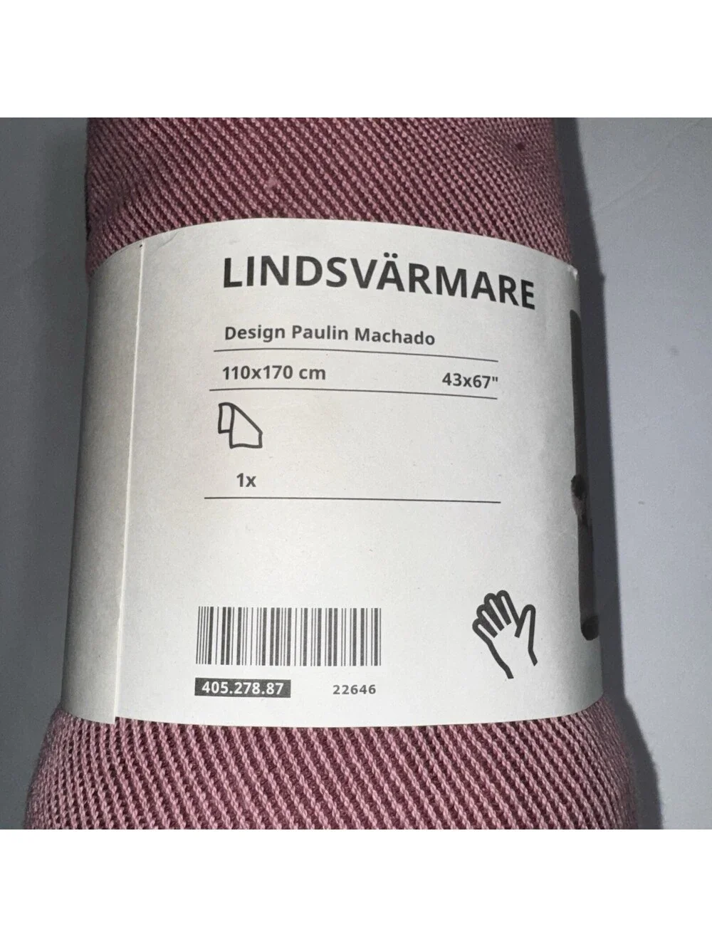 IKEA of Sweden LINDSVÄRMARE Throw Blanket Pink Gray Tassels Cotton 43”x67”